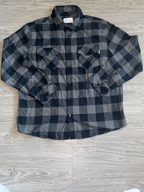 Hurley Black and Gray Plaid Shirt